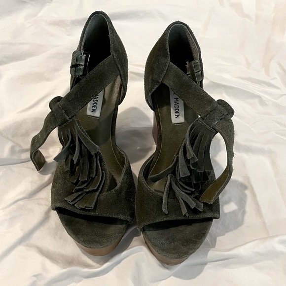 Vintage Steve Madden Suede Platform Wedge Sandals - Picture 1 of 5